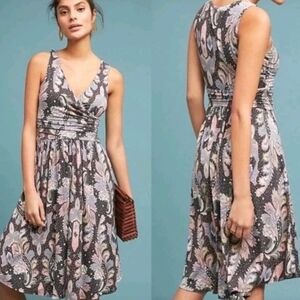 Anthropologie Maeve Leslie Jersey Dress Women's Medium Paisley Sleeveless